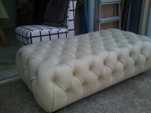 Deep Buttoned Leather Ottoman