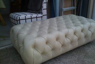 Deep Buttoned Leather Ottoman